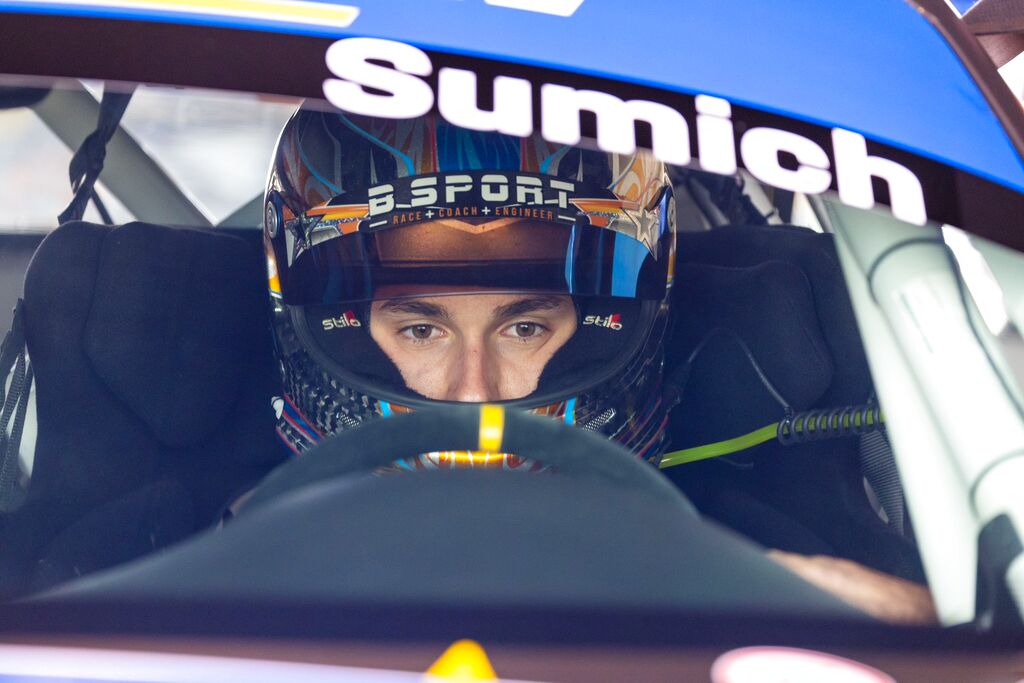 Caleb Sumich #14 racing at The Bend Motorsport Park 2023