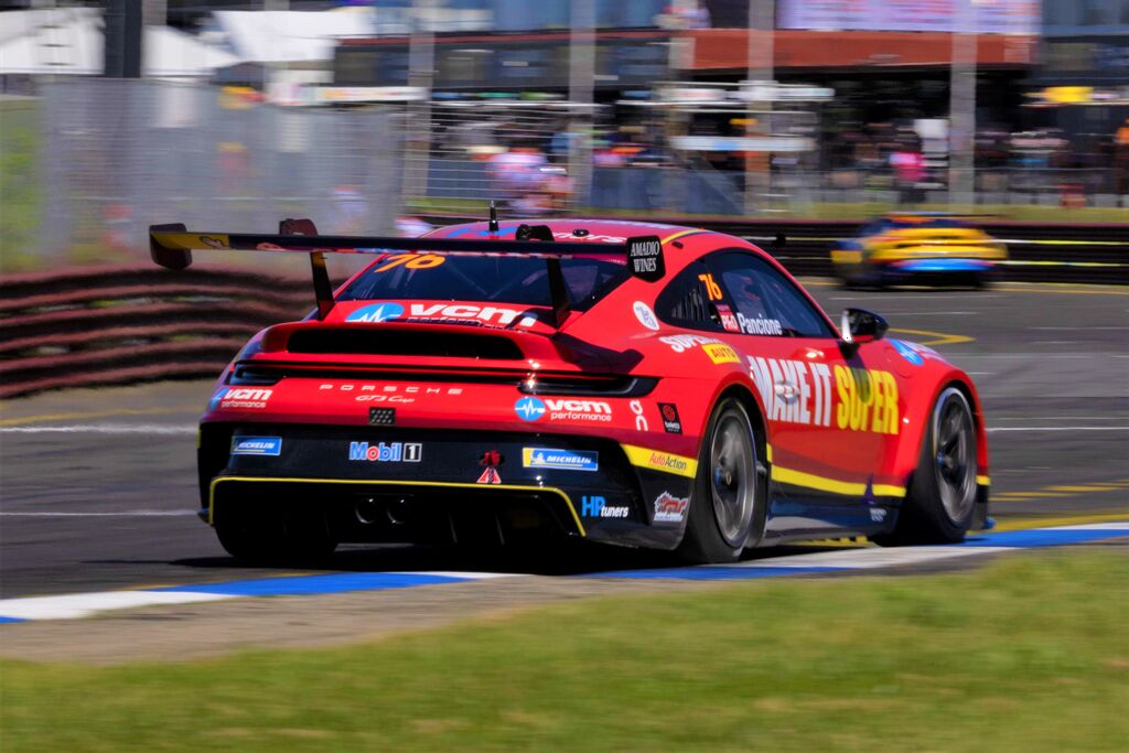 Christian Pancione #76 racing at Sandown International Raceway 2023
