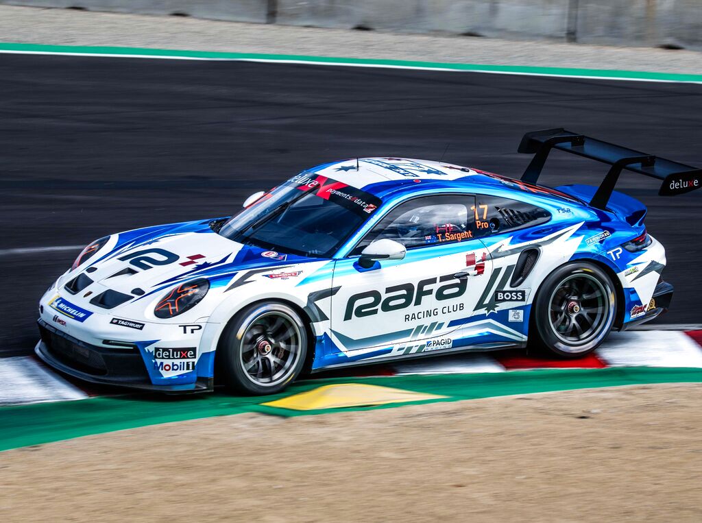 Tom Sargent #17 racing at Laguna Seca, California 2023
