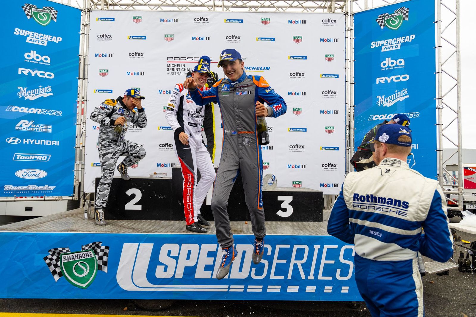 McElrea Racing drivers on the podium at Phillip Island Circuit 2024