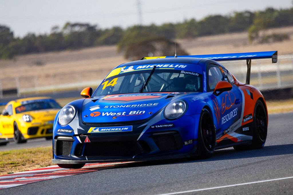 Caleb Sumich #14 racing at The Bend Motorsport Park 2024