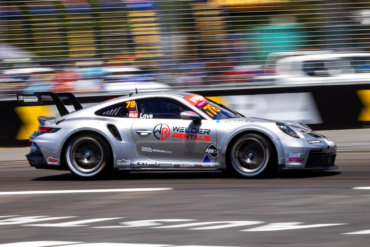 Aaron Love #78 racing at Adelaide Street Circuit 2025